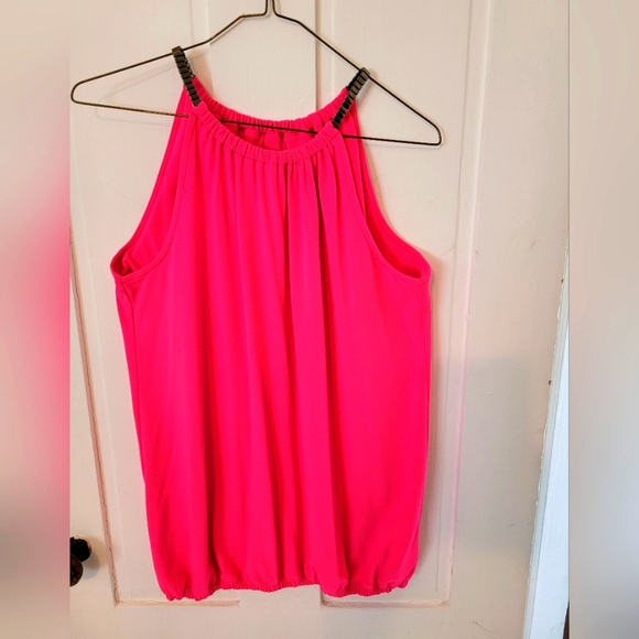 Style Co Womens Striped Split Neck Top Pink Size X Large main image 1